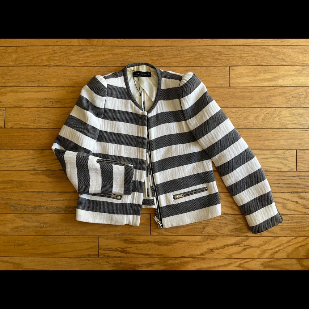 Zara stripped zip blazer/jacket